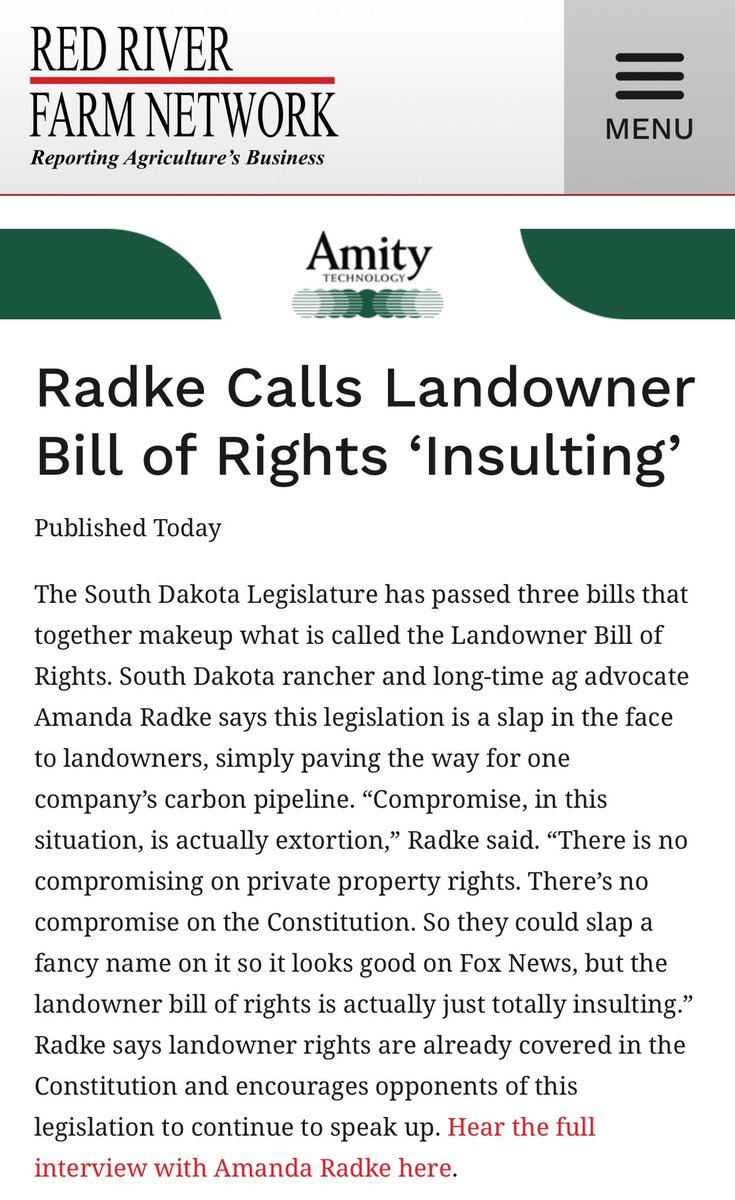 RadkeAmanda's tweet photo. “SD leadership slapped a fancy name on these pipeline bills, so they look good on Fox News, but the landowner bill of rights is just completely insulting.” 

https://t.co/ef03FvJ3yA https://t.co/toMbcc6PWu