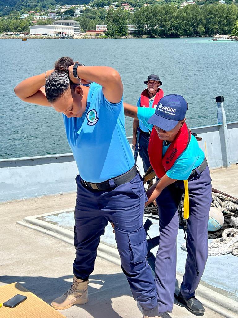 UNODC_BMB's tweet photo. Empowering Women in Maritime Security♀️
Trained & Certified by @UNODC_MCP, women in #MaritimeLawEnforcement fulfil an important role in capacity building, driving sustainability & safeguarding the western Indian Ocean🚢#SDG5 #SDG14 #WomenInLawEnforcement #BorderManagementBranch https://t.co/SvPXFHifTu