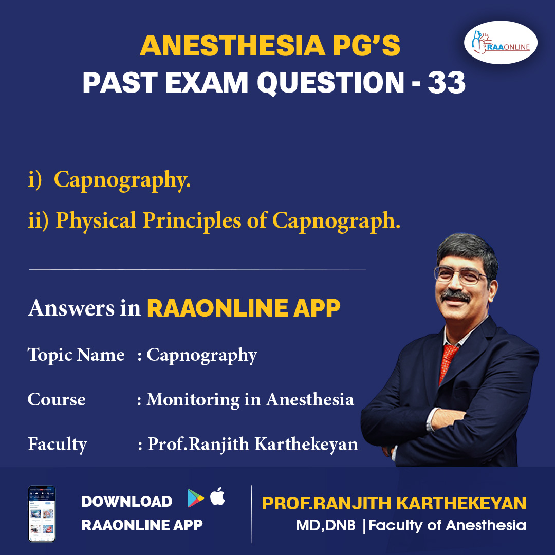 Raaonline's tweet image. Past Exam Question - 33 Capnography for Anesthesia PG&apos;s on RAAONLINE App.

Android: play.google.com/store/apps/det… 

IOS: apps.apple.com/in/app/raaonli…

For more details contact: +91 9994994266

#Raaonline #capnography #PlexusBlock #pastexampapers #elearning #examquestions #Anesthesia