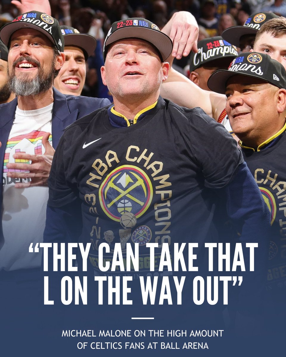 NuggetsLead's tweet photo. "You've got to give the Celtics fans credit. They always come out strong. But you know what we say. They can take that L on the way out, baby."

- Michael Malone

SAVAGE https://t.co/tlDE6PxRNZ