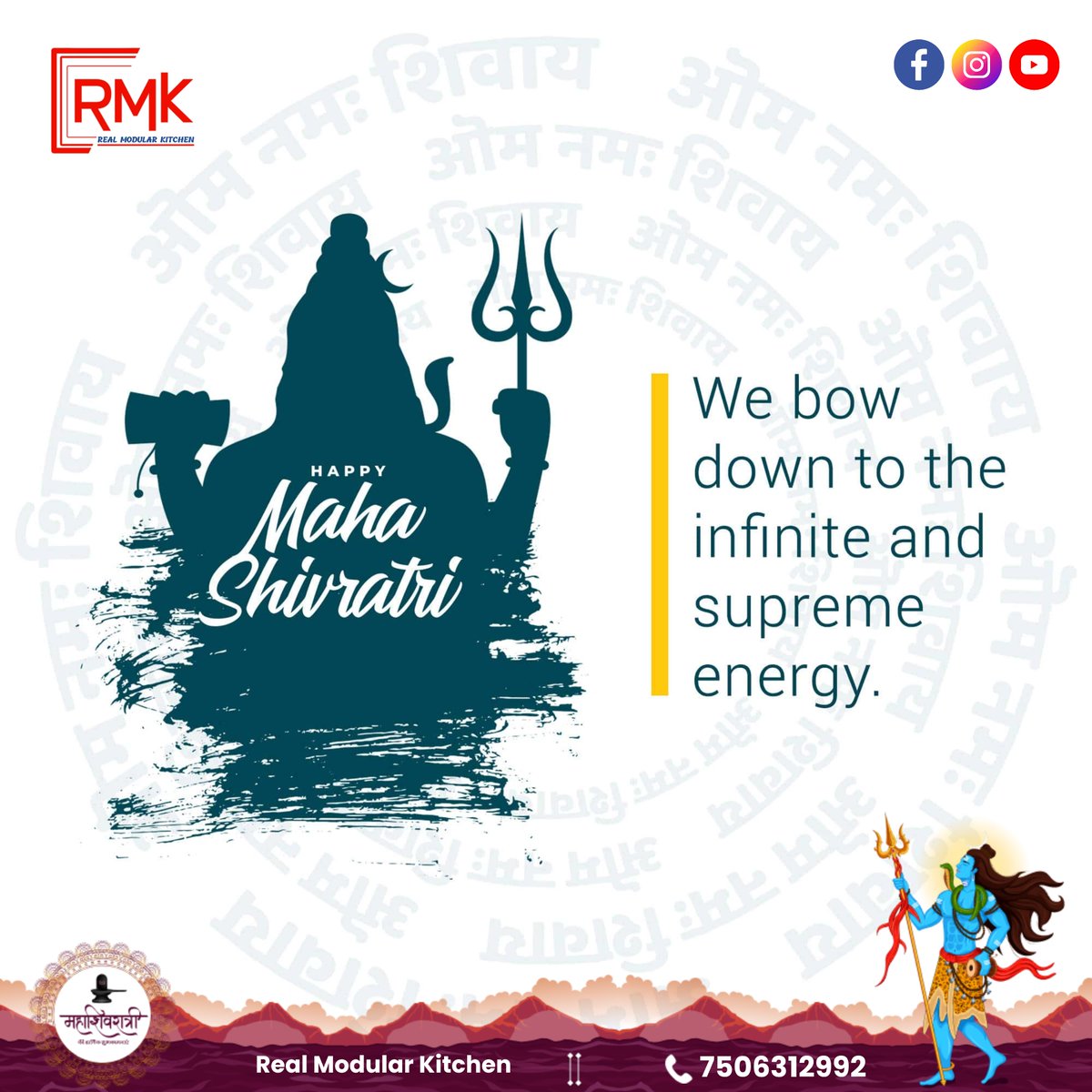 RealModular's tweet image. 🌟 Happy Mahashivratri from Real Modular Kitchen Andheri! 🌟 Wishing you all a day filled with divine blessings and spiritual rejuvenation on this auspicious occasion of Mahashivratri. May Lord Shiva&apos;s grace illuminate your path with peace, prosperity, and happiness.