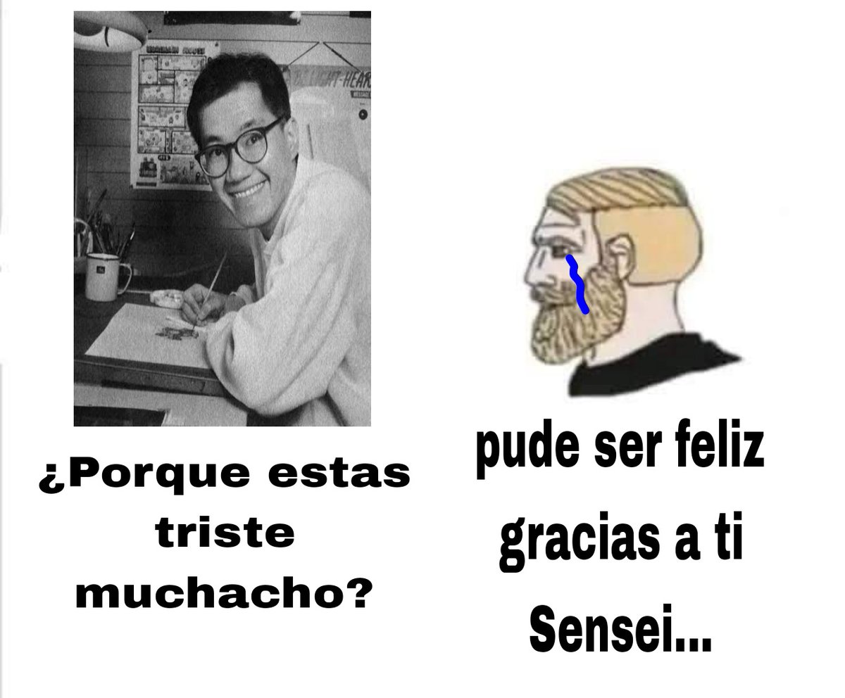 Gracias por ser la mente maestra que creó Dragon Ball, gracias a ti era un niño feliz en los peores momentos y a día de hoy así sigue siendo...

Eres una verdadera leyenda que hizo felices a todo el mundo❤️

Descansa en paz Akira Toriyama🕊