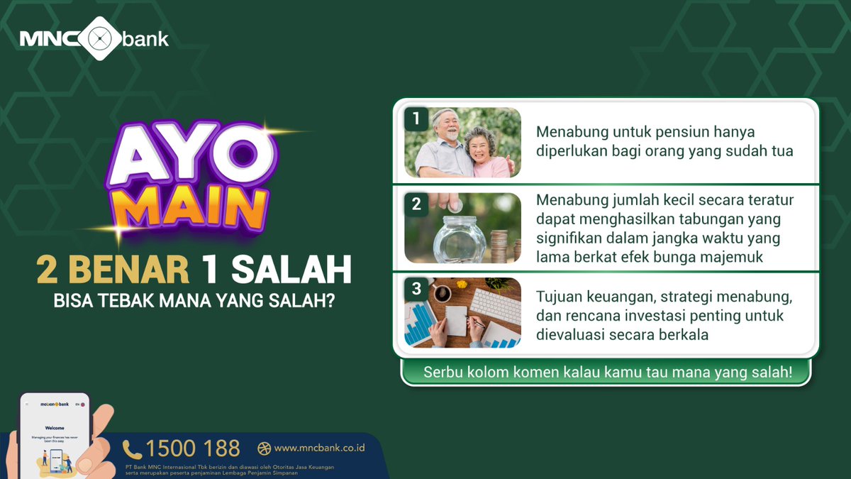 officialinews_'s tweet photo. LET’S HAVE SOME FUN!
Ngaku melek finansial? Coba ikutan game satu ini dulu! Reply jawabanmu yaa!
☎️ 1500188 | https://t.co/8rgTdEuoaj
#MNCBank #AyoMain https://t.co/IOzyqimD3L