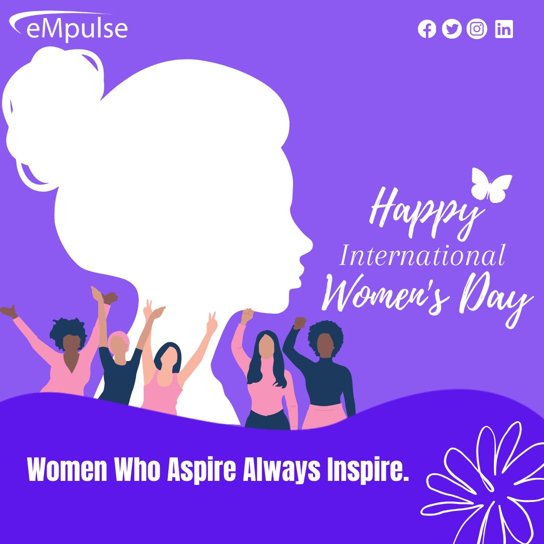 eMpulse Digital Marketing celebrates the doers, dreamers and aspirational womens day who inspire us with grit and sharp acumen. 'Women Who Aspire Always Inspire' Happy International Women's Day #empulseglobal #digitalmarketing #InternationalWomenDay #WomenEmpowerments