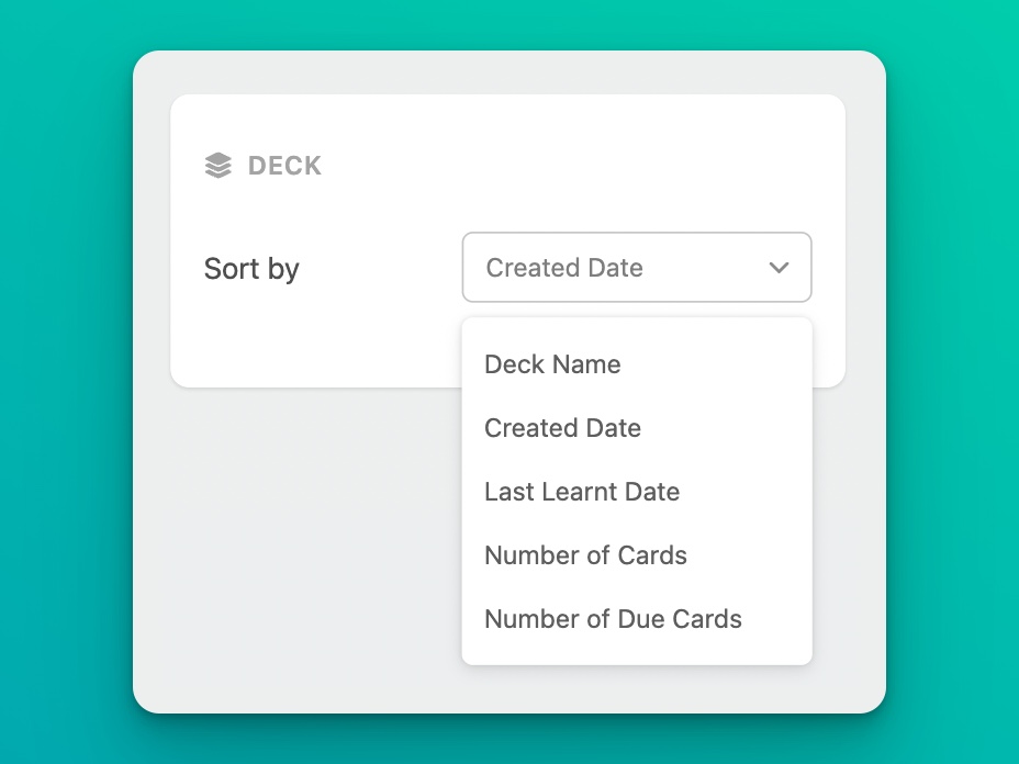 MemozoraApp's tweet photo. Now you can sort decks by 5 different rules👇 https://t.co/XeQD9UNWea