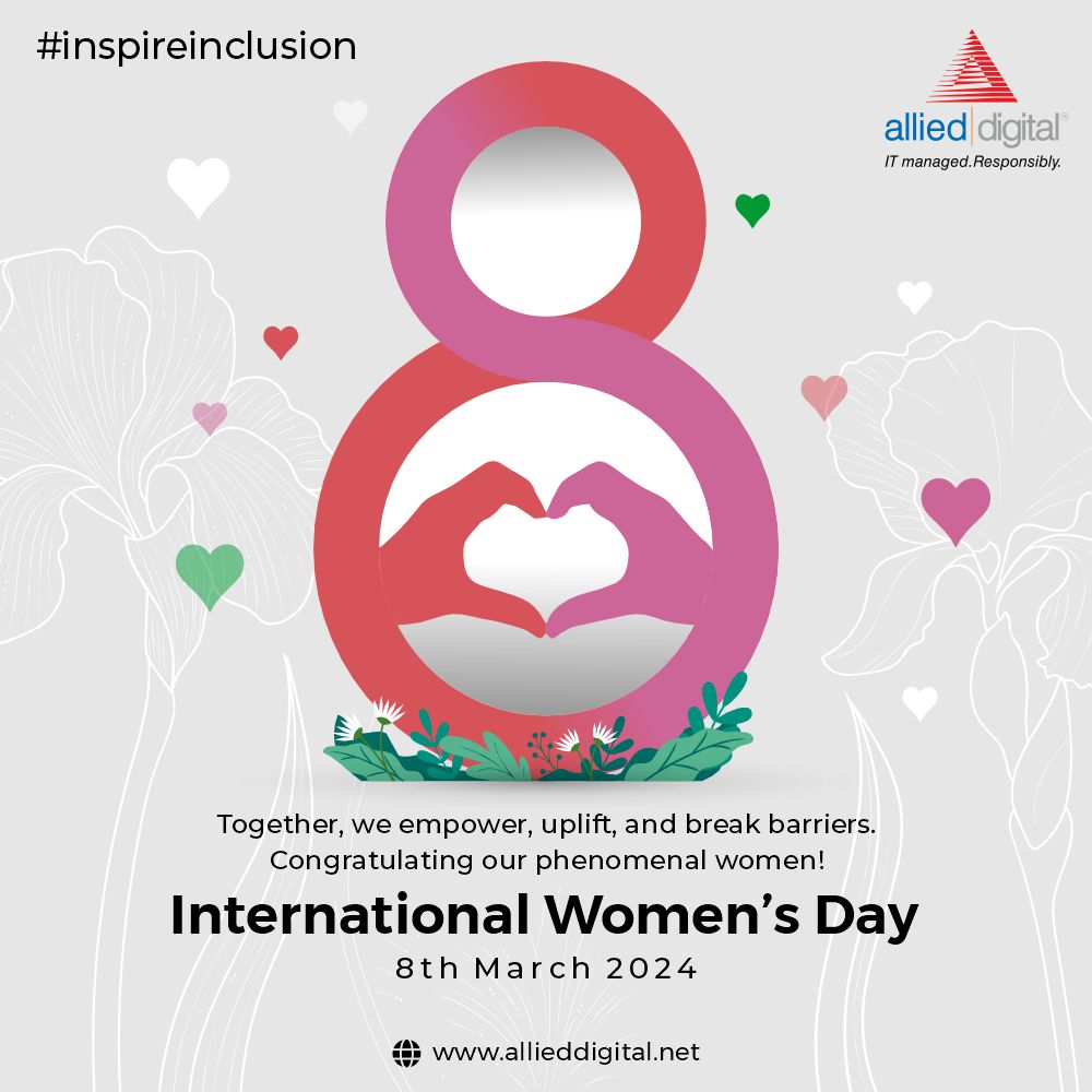 Wishing all the exceptional women a Happy World Women's Day 2024 – may your achievements and contributions continue to inspire inclusion and success! 💼🌟 #WomensDay #InclusionChampions #AlliedDigital