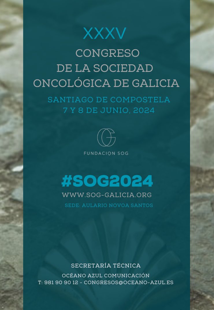 Coordinada por los Dres @lleomat @chiquicuriel @AntonioGomezC4 @imos_indo, se celebrará en #Santiago la 35 Reunión Anual de la Sociedad Oncológica de Galicia, 7 y 8 de junio.

Más info en la secretaría técnica:
congresos@oceano-azul.es 

#SOG2024 #OncologíaGalicia