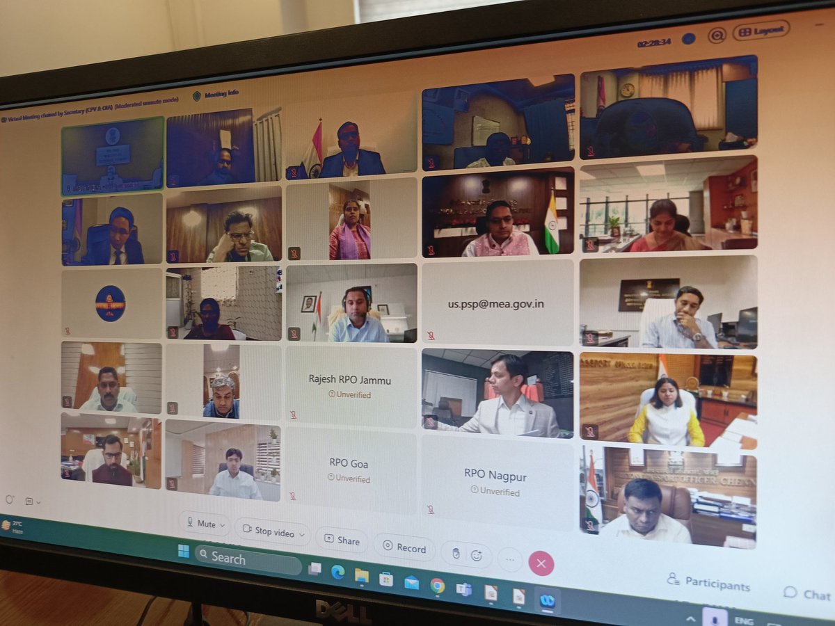 Secretary (CPV &amp;OIA) Shri <a href="/MukteshPardeshi/">Muktesh Pardeshi</a> chaired meeting with all RPOs. He took stock of division, directed fresh instructions to tackle challenges and issues pertaining to Passport Seva. Citizens can benefit from initiatives like quick appointment, walk-in, grievance addressal