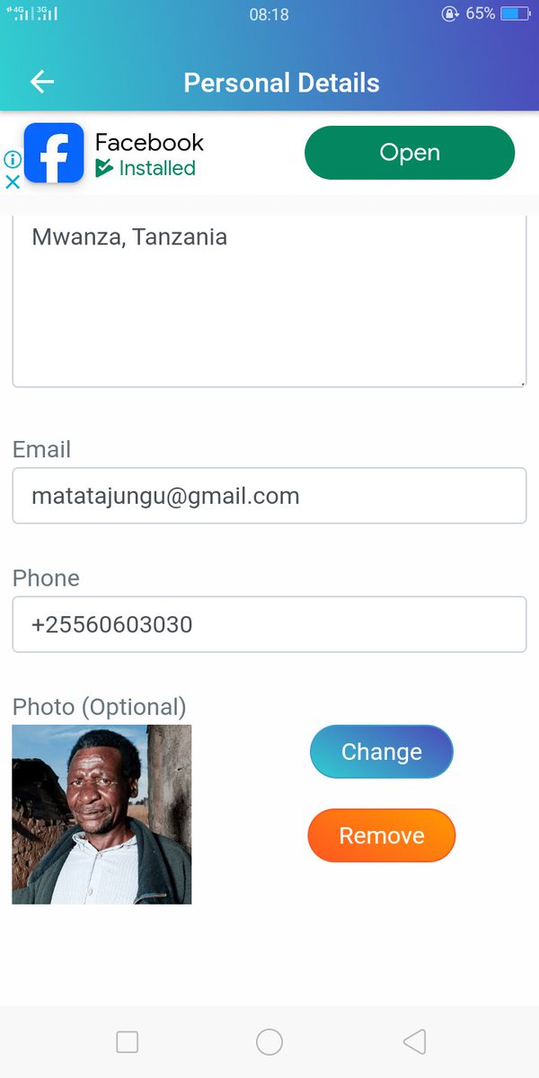 Jaza kulingana na maelezo kutoka kwenye App. 

Mfano Name : Matata kipepeo Jungu

Phone :+2556060303...