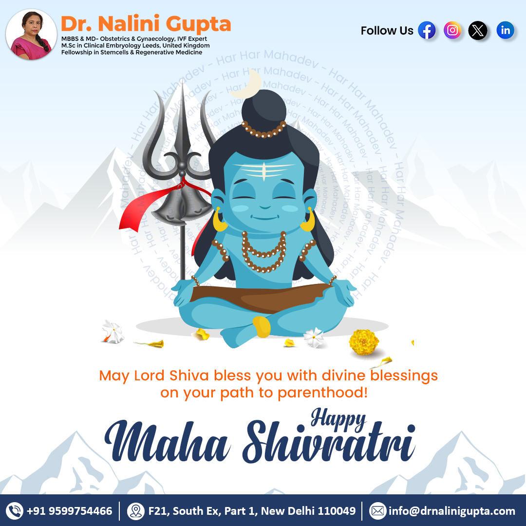 Dr_NaliniGupta's tweet image. Embrace the divine power of new beginnings this Maha Shivaratri! As IVF specialists, let&apos;s channel Lord Shiva&apos;s energy to unlock life&apos;s miracles. 🌟 
.
.
.
.
#ShivaBlessings #IVFMiracles #MahaShivaratri #DivineBeginnings #ShivaratriVibes #IVFExperts #drnalinigupta
