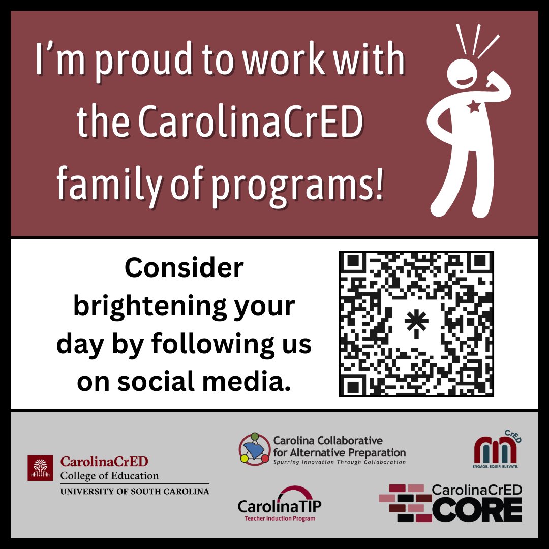 I've spent the last year and a half working with some of the state's best people: the CarolinaCrED team. If you'd like to hear the stories of educators who are really making a difference in SC, follow us! linktr.ee/carolinacred