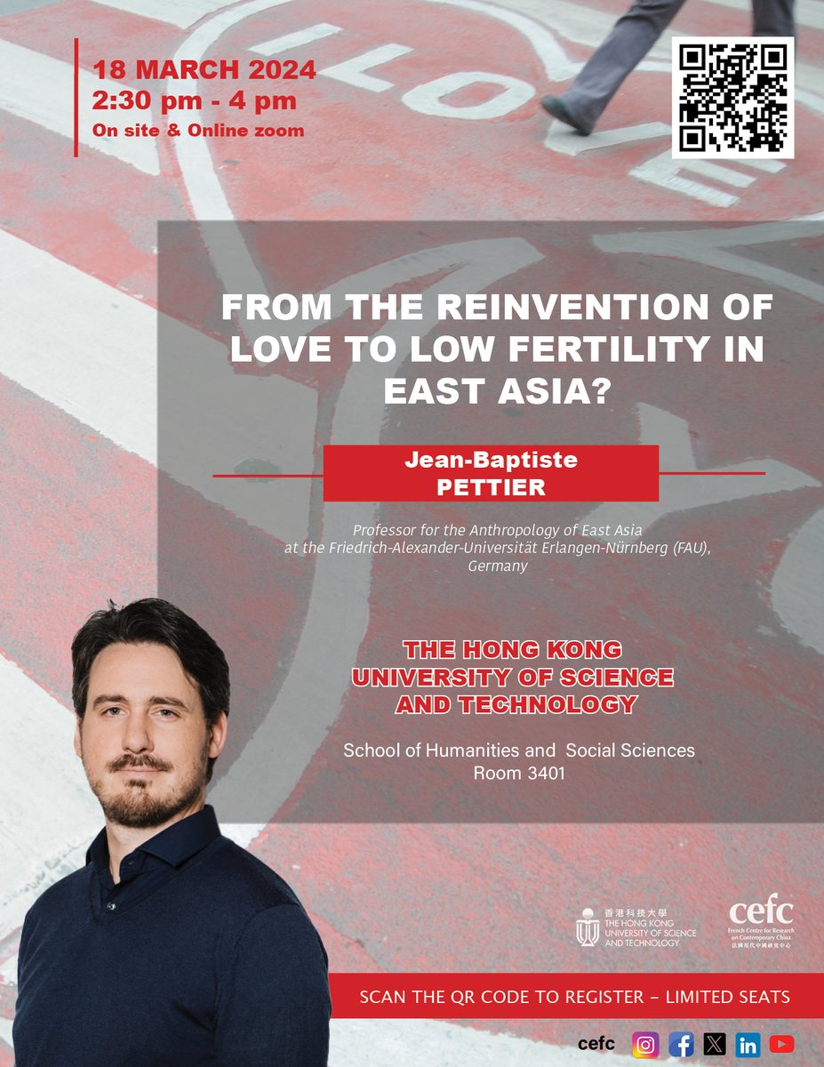 📣 🗣 Conference 18/03: 'From the Reinvention of Love to Low Fertility in East Asia? Ethnographic and Theoretical Perspectives.' 👉 Register at this link: cefc.com.hk/.../from-the-r… #Marriage #fertility #Asia