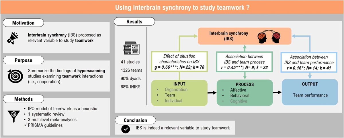 EuroMov's tweet photo. 📢Final version online 📰Using interbrain synchrony to study teamwork: a systematic review and meta-analysis
🧠〰️🧠in Neuroscience &amp; Biobehavioral Reviews

👉50 days' free access to the article of #CoralieReveille @EuroMov @umontpellier 
https://t.co/eKahdt6DpK https://t.co/8ooXUMA2sv
