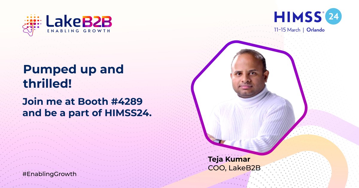 Join me at #HIMSS24 and be a part of the healthcare innovation revolution! I'm excited to invite you to Booth #4289, where we'll be showcasing how we are transforming the possibilities and the latest advancements in healthcare technology. #LakeB2B #EnablingGrowth #HIMSS
