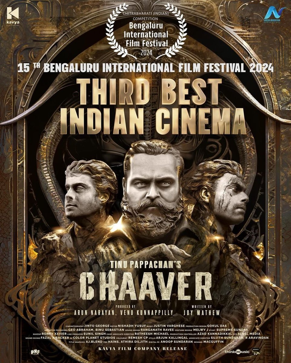 #Chaaver - 3rd Best Indian Cinema at the Prestigious 15th edition of Bengaluru International Film Festival (BIFFes)

#KunchackoBoban