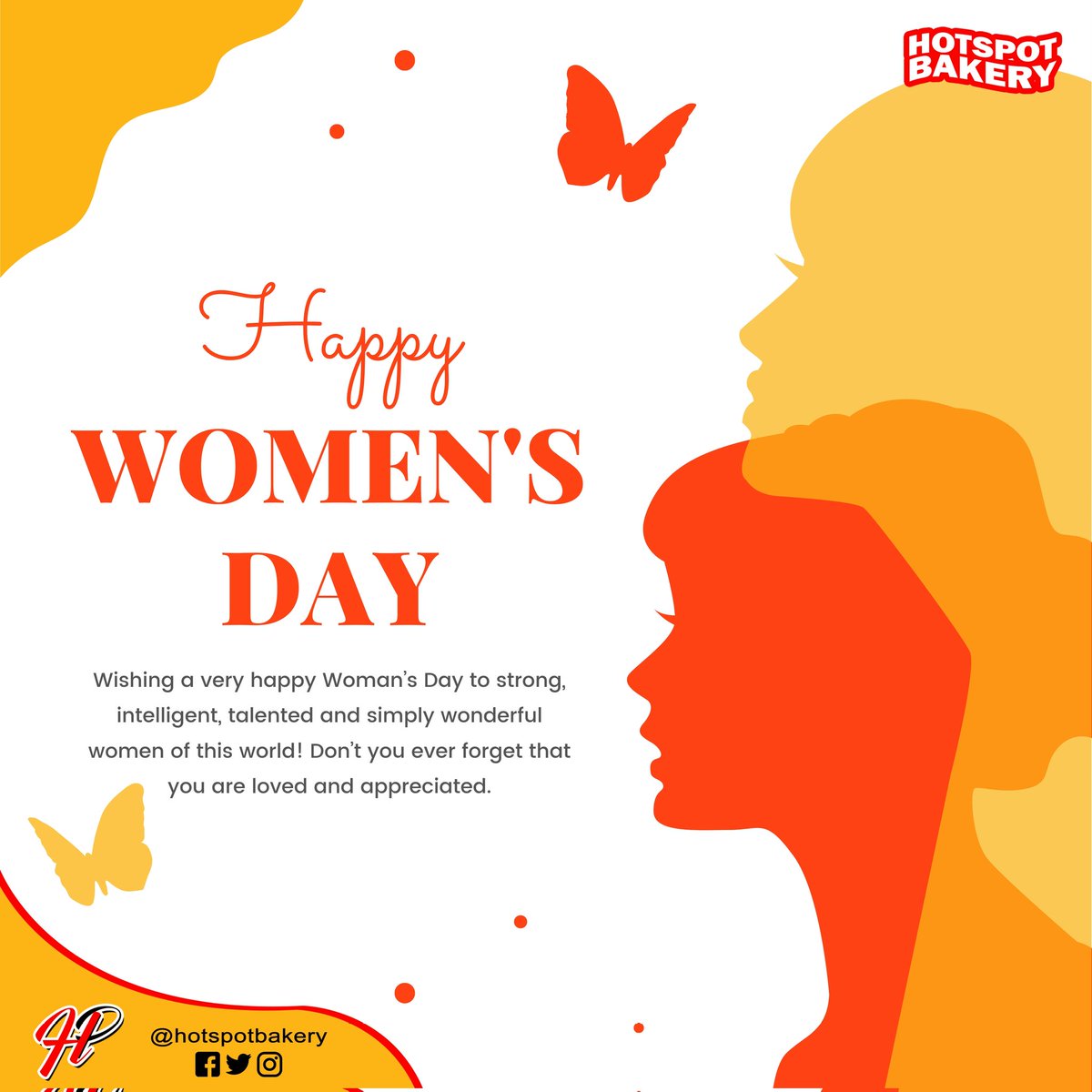 hotspotbakery's tweet photo. Wishing a very happy Woman’s Day to strong, intelligent, talented and simply wonderful women of this world! Don’t you ever forget that you are loved and appreciated. #HappyWomensDay https://t.co/fbusP7QtgW
