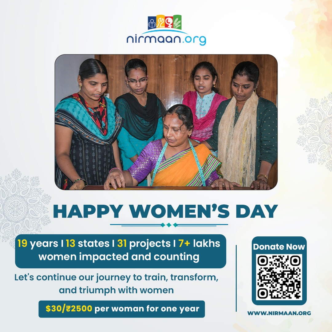 kesaniuma's tweet photo. #NirmaanCommunicationsUpdate (posted by Comms Team)

Happy International Women's Day!

For nearly two decades, we have been on a mission across 13 states, implementing 31 impactful projects, positively touching the lives of over 7 lakh women and still counting. https://t.co/hPEq0G8XMf