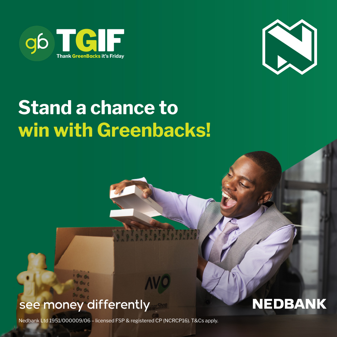 #ThankGreenbacksItsFriday
Stand a chance to win 1 of 10 R500 Avo SuperShop vouchers.
Drop our 🔥 new hashtag in the comments to be entered into the draw.
You can also earn double GB points when you use your Nedbank Greenbacks-linked Amex® Card to buy groceries today.
T&amp;Cs apply.