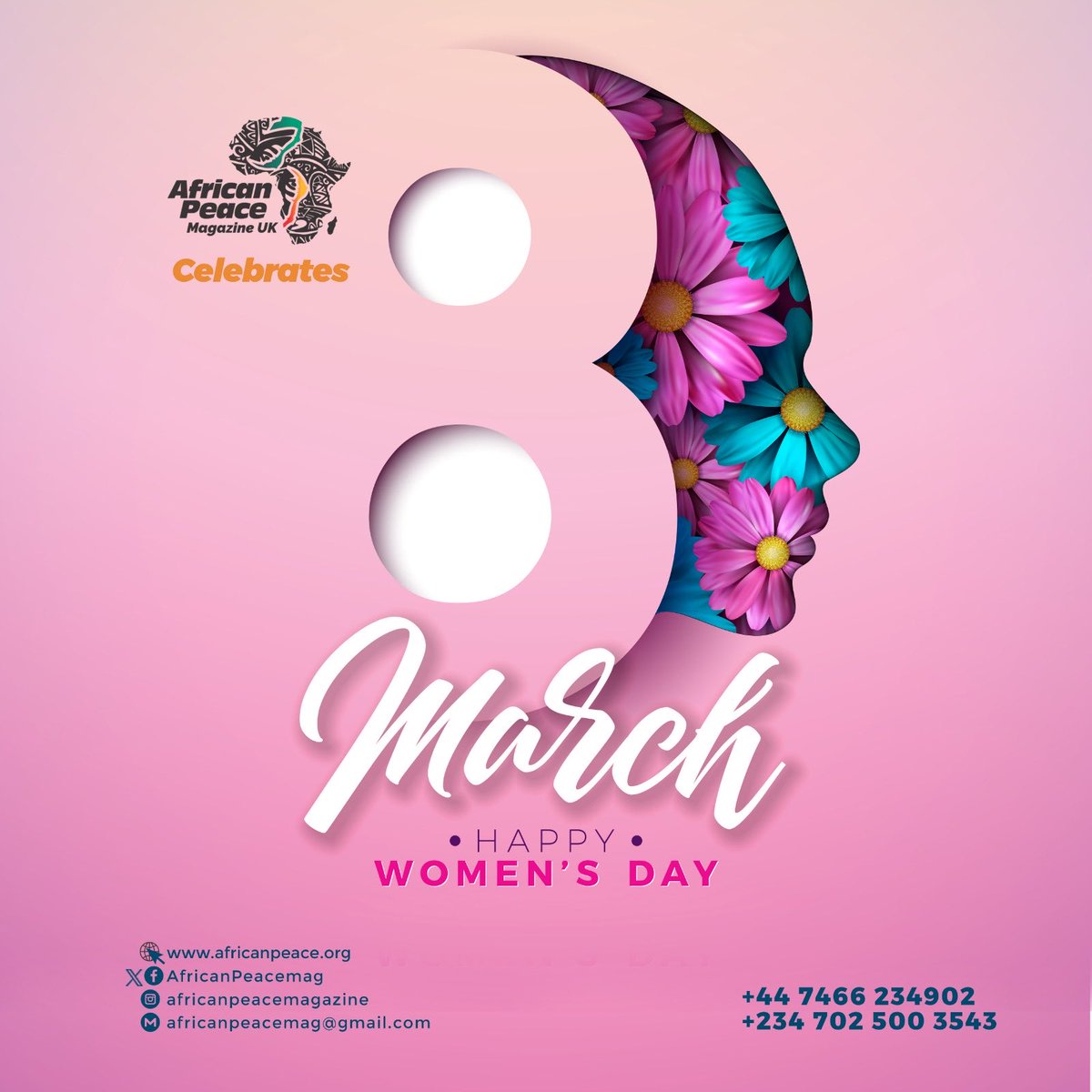 African Peace Magazine is proud to recognize, honor and uplift women and girls—both in celebration of International Women's Day (IWD) and throughout the year. Our message is simple lets make our women happy.