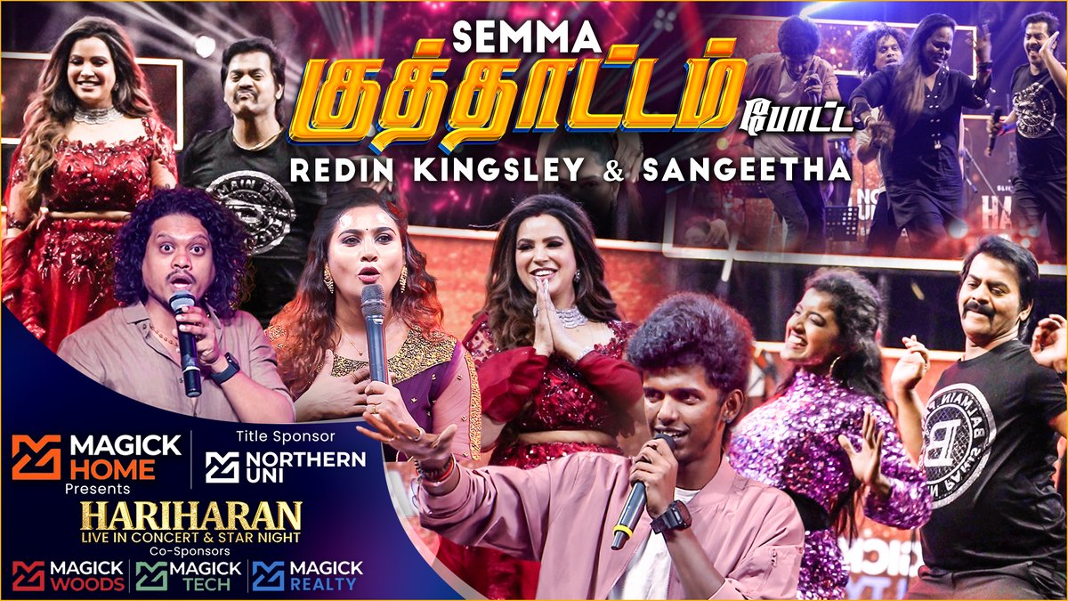 cineulagam's tweet photo. செம Chemistry Sir ❤️- Redin Kingsley & Sangeetha Dance Performance
▶️ https://t.co/855x8iXRKC
#HariharanLiveInConcert #hariharan #RedinKingsley #Sageetha #KPYBala #MynaNandhini #hariharanliveinjaffna #Cineulagam https://t.co/ikBLxKjvdB