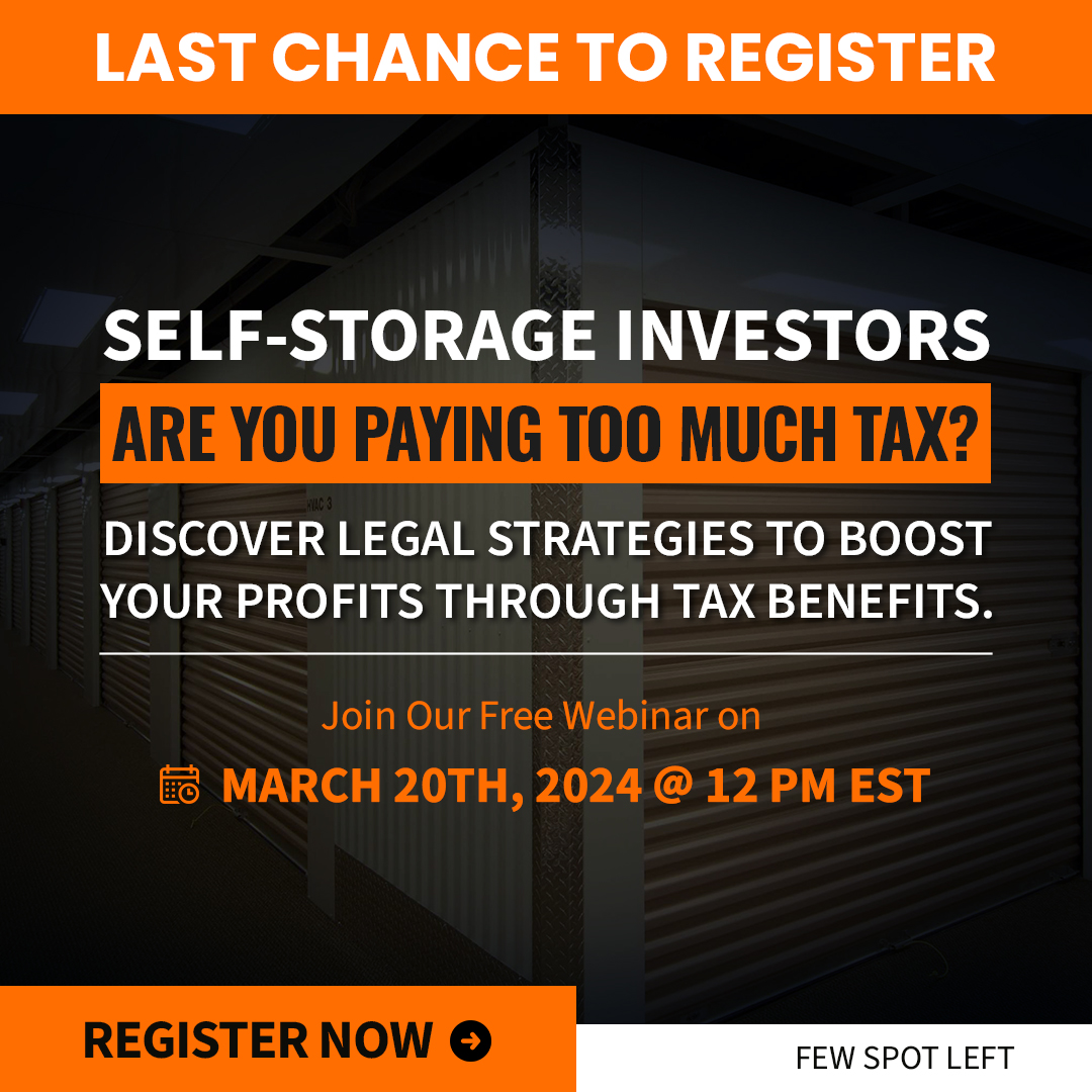 💻An Excellent Opportunity For Passive Investors Looking To Stay Informed About The Essentials And Advantages Of Investing In Self-storage With Tax Benefits And Market Opportunities.🔓
📅Date: 20th March 2024
🕐Time: 12 PM EST
Reserve Your Spot Now!

investinselfstorage.com/leveraging-tax…