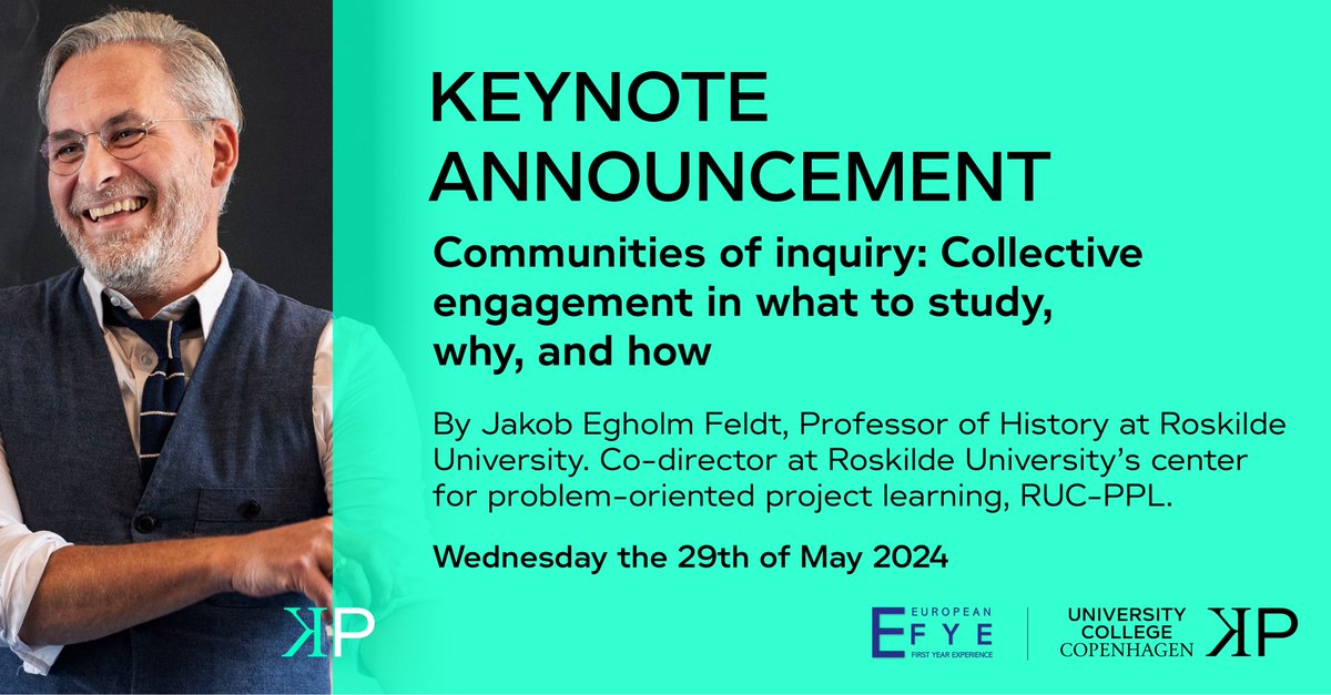 Don’t we need a little EFYE news for the weekend?

<a href="/JakobFeldt/">Jakob Egholm Feldt</a>  will be the third and final keynote speaker. He will share his inspiring thoughts on Communities of Inquiry 🔥 <a href="/kbhprof/">Københavns Professionshøjskole</a> 

Check out the website - the program is starting to take shape!
lnkd.in/d9zHBDY4