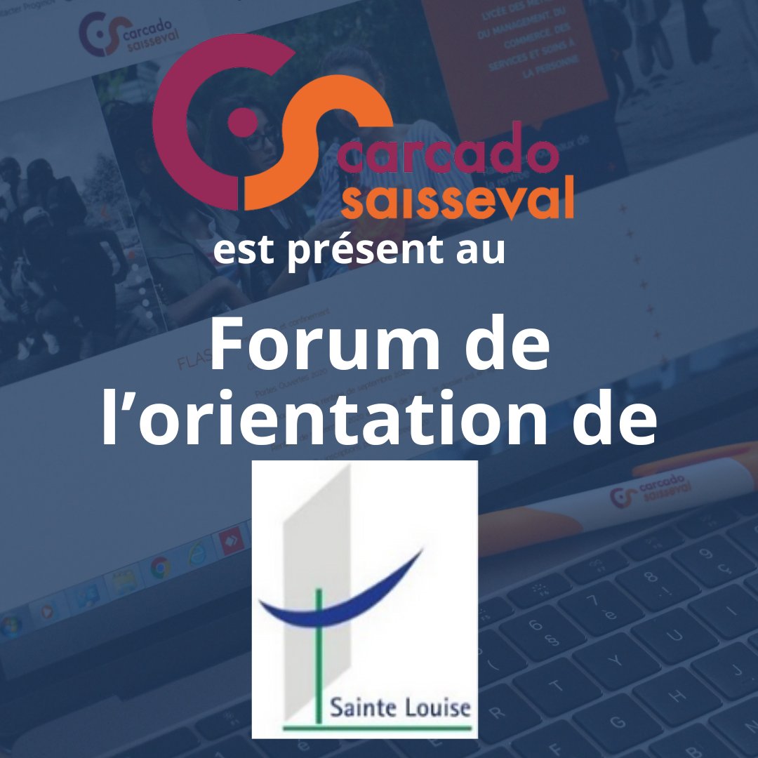 CARCADOSAISSEVA's tweet image. @CARCADOSAISSEVA est présent demain, samedi 9 mars, au forum de l'orientation du Collège-Lycée Sainte Louise (75020)

#orientation #orientationscolaire #lycee #lyceeprofessionnel #lyceetechno #lyceegeneral #enseignement #enseignementsuperieur #carcadosaisseval #carcado
