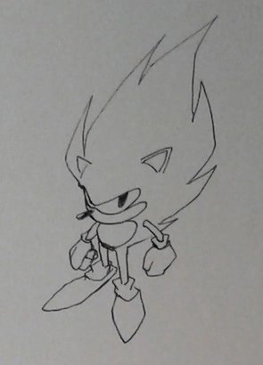 semifreqsonic's tweet photo. Development artwork for Sonic the Hedgehog 2 depicts Super Sonic drawn in a pose reminiscent of Goku the moment he turned into a Super Saiyan for the first time in chapter 317 of the Dragon Ball manga, "Life or Death". https://t.co/8JLH6T0HE3
