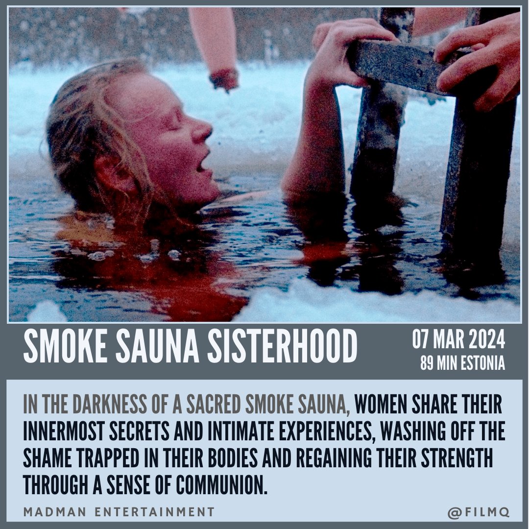 In the darkness of a smoke sauna, women share their innermost secrets and intimate experiences, washing off the shame trapped in their bodies and regaining their strength through a sense of communion.
filmq.com.au/movie/smoke-sa…

#filmQ #SmokeSaunaSisterhood @cinemanova  @MadmanFilms