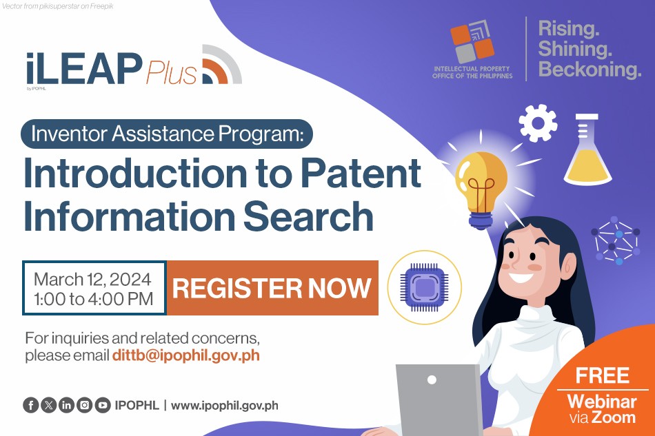 #IPOPHL's Patent Search is a good source of technical data that may help you assess the patentability of your own inventions or even avoid possible infringement problems.