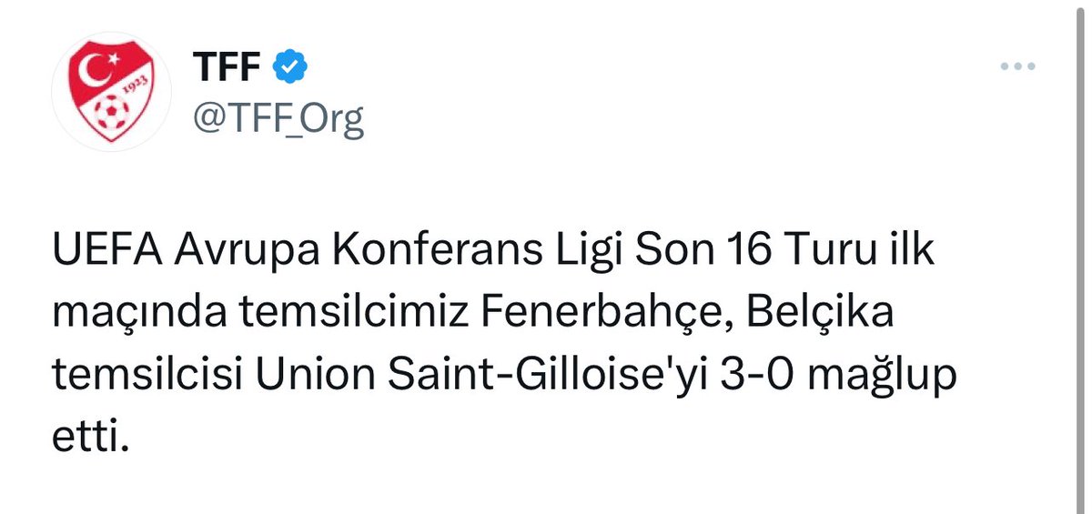 Şahsi duygularınızla, başında olduğunuz kurumun resmi hesabını kullanmayın. Fenerbahçe de federasyonunuza bağlı ve Türkiye’yi şu an Avrupa’da temsil eden tek kulüp. Her gün türeyen spor hesapları gibi değil de ülkenin federasyonu gibi bir tweet atmanız daha şık olurdu. Olmadı bu.