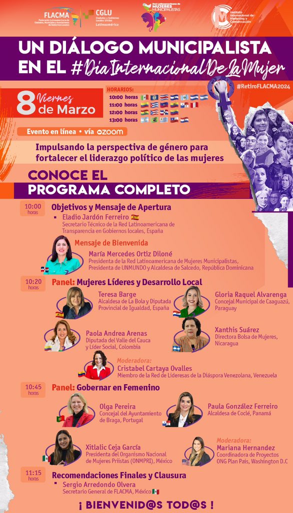 juanviperezaras's tweet photo. Cita obligada este #8M para reivindicar el #DíaDelaMujer gran iniciativa de @instituto_IMC @FLACMA_ potenciando el Diálogo Municipalista Iberoamericano. Grande mi buen amigo @EladioJardon 💜 https://t.co/23NIGyFZFR