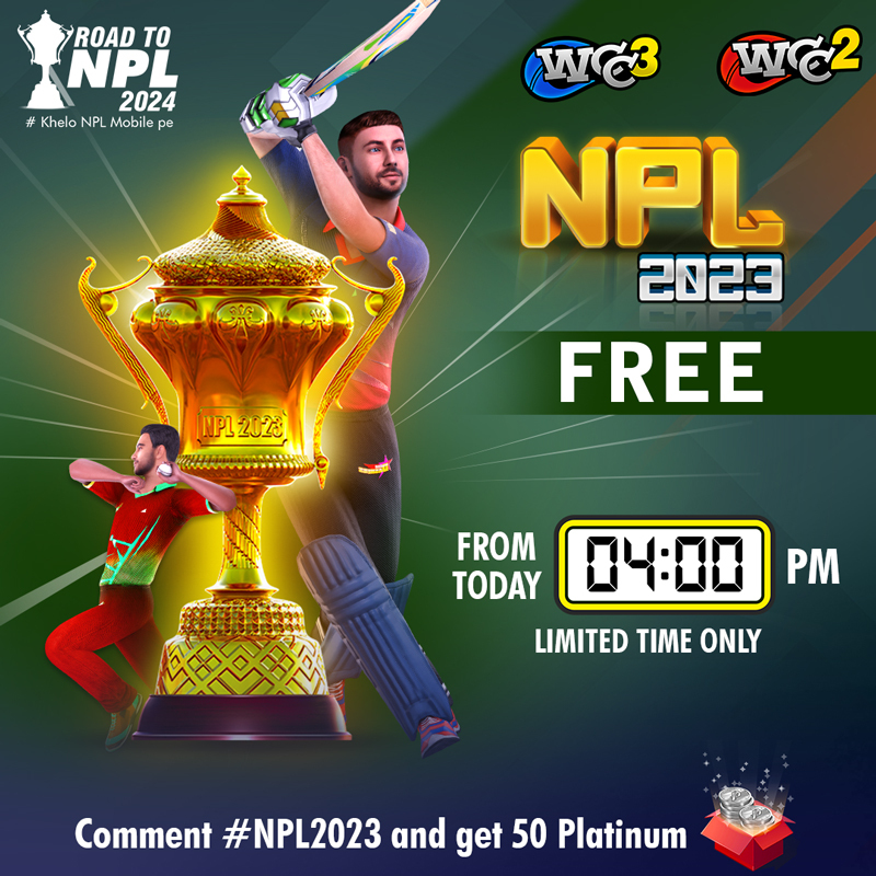 #NPL2023 will be free from Today 4PM Update now : wcc3.onelink.me/dToA/l6xebx8o #cricketfans #cricketfamily #thebestneverrest #worldcricketchampionship3 #cricketchampionship #wcc3features #WCC3 #khelonplmobilepe