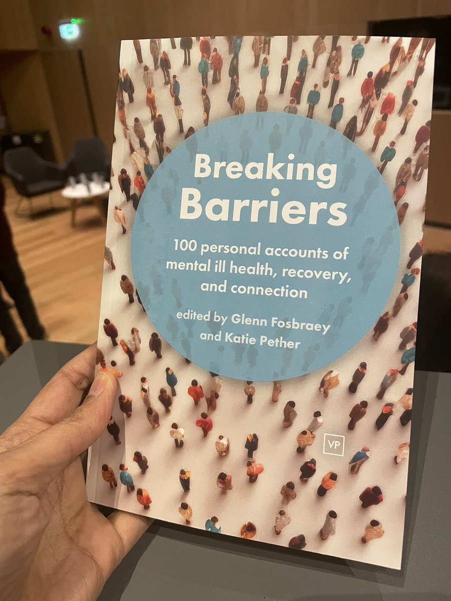 At the Breaking Barriers launch last night @_UoW Edited by Glenn Fosbraey and @KatiePether1 - an important anthology of personal accounts of mental ill health, recovery and connection.