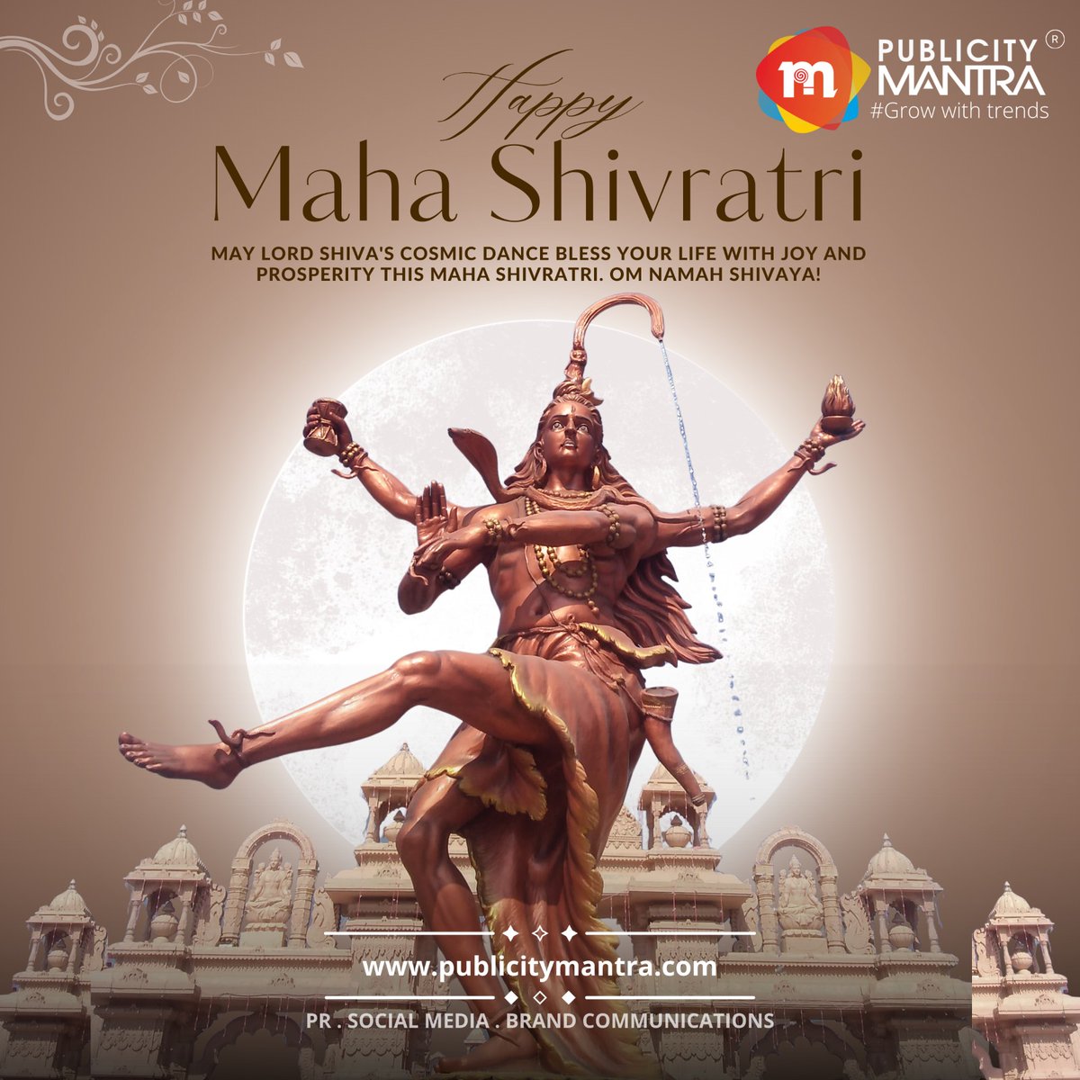 Happy Maha Shivratri

May Lord SHIVA'S cosmic dance bless your life with joy and prosperity this MAHA SHIVRATRI.
OM NAMAH SHIVAYA🙏

#HappyMahaShivaratri #PublicityMantra