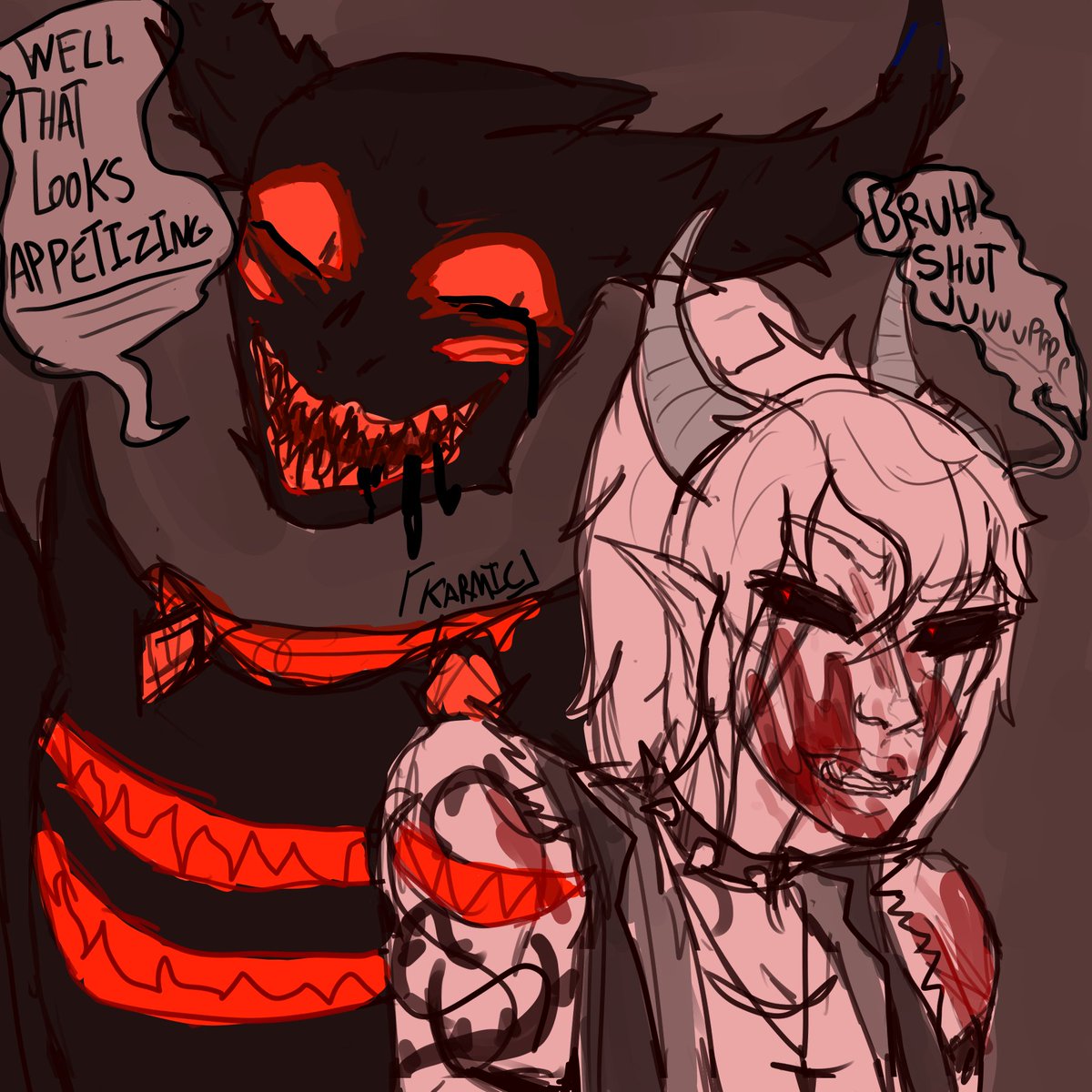 Pyr0latry's tweet photo. Breakfast with Zaven 

#zalgo #whiteraven #oc #creepypasta #art #doodle #medibang #nightmareboy https://t.co/jMjII0gE0H