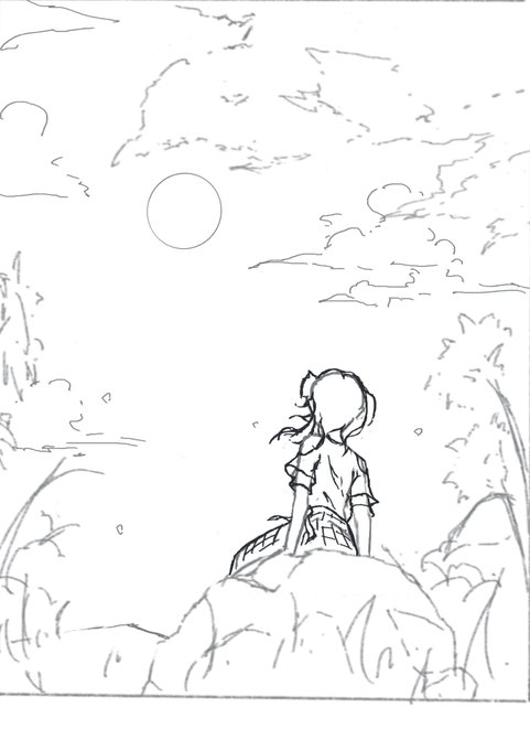 #このタグを見た人はラフ画とその完成絵を見せる 
