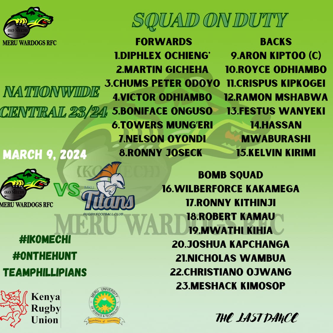 meru_wardogs's tweet photo. United in purpose, unstoppable in action.
Meet the matchday squad.
#wardogs
#ikomechi
#philipians4:13 https://t.co/80uRIX8jUX