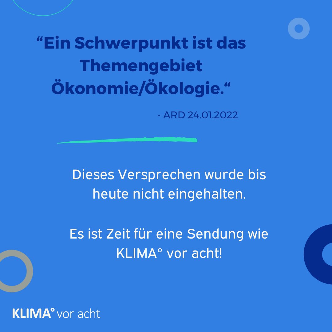 2️⃣ Zwei Jahre 'Wirtschaft vor acht': Klimathemen erhalten nach wie vor unzureichende Sendezeit und Reichweite im ÖRR. Wir halten dies für ein Versagen des leitenden Managements. 📣 Wir fordern: KLIMA° vor acht statt 'Wirtschaft vor acht'! #MedienKlimaKrise #PrimeTimefürsKlima