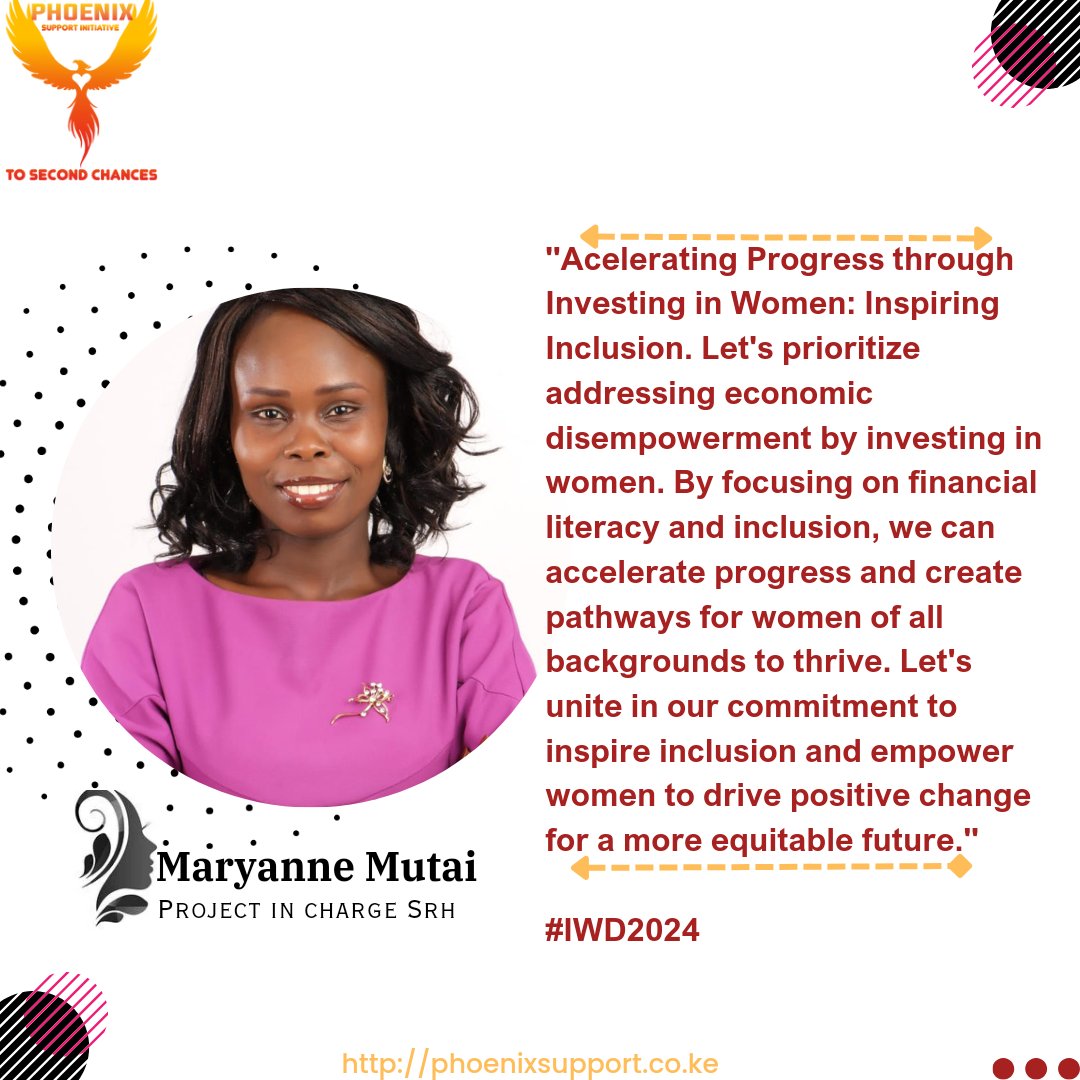 Phoenix Support Initiative (@phoenixsupport4) on Twitter photo We couldn't agree more <a href="/Mutai_maryanne/">Maryanne Chelangat</a> .This is the year we accelerate women's progress. As we continue to advocate for #womenempowerment and #inclusion.
#IWD2024 #womenempowerment #inclusion #economicempowerment #equityandinclusion #financialliteracy We couldn't agree more <a href="/Mutai_maryanne/">Maryanne Chelangat</a> .This is the year we accelerate women's progress. As we continue to advocate for #womenempowerment and #inclusion.
#IWD2024 #womenempowerment #inclusion #economicempowerment #equityandinclusion #financialliteracy