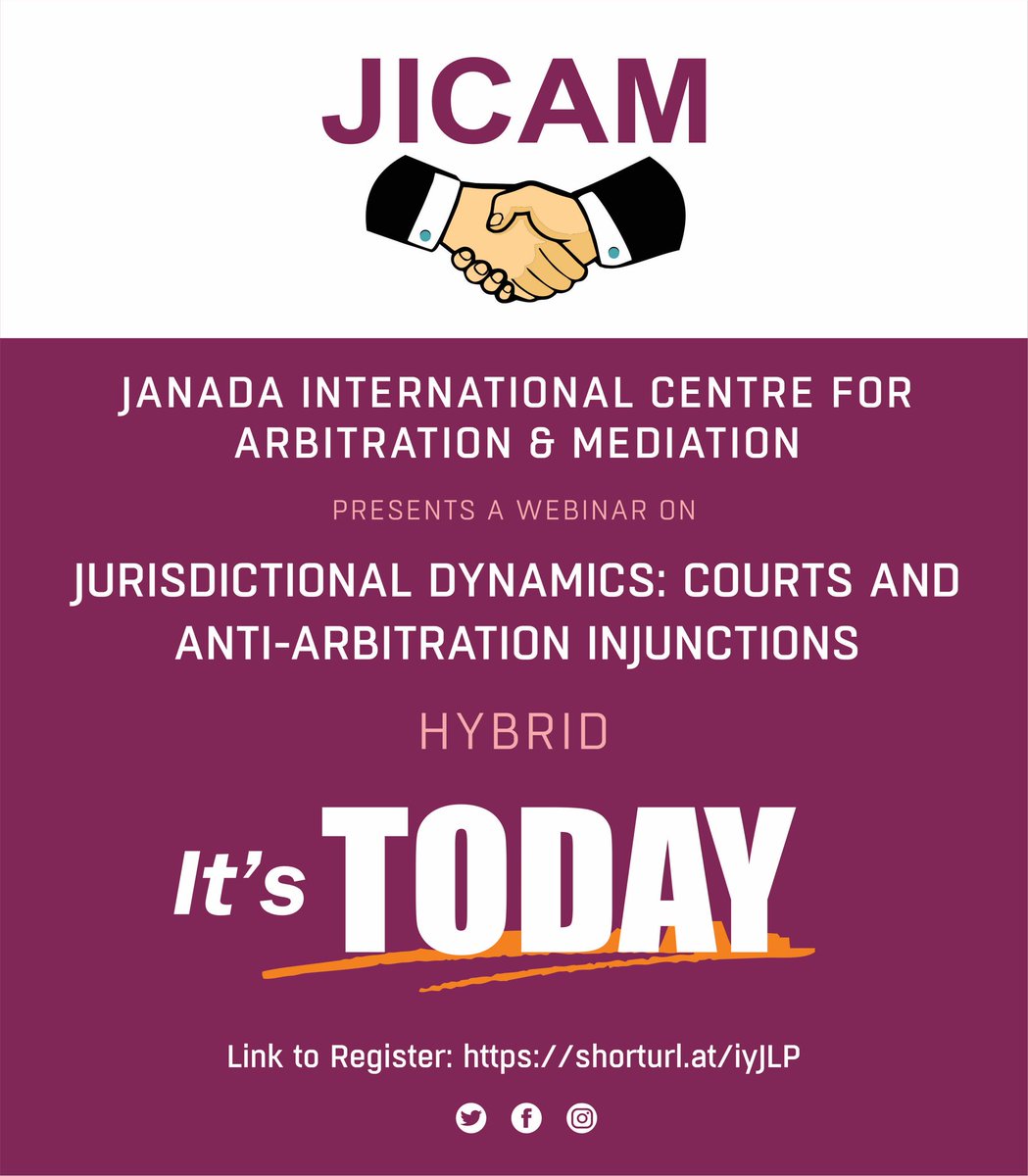Our Webinar on Jurisdictional Dynamics: Courts and Anti-Arbitration Injunctions takes place Today at 2:00 pm.

Kindly click this link to register: us06web.zoom.us/meeting/regist…

#Arbitration #Litigation #Dispute #Law #Nigeria #Global #Injunction