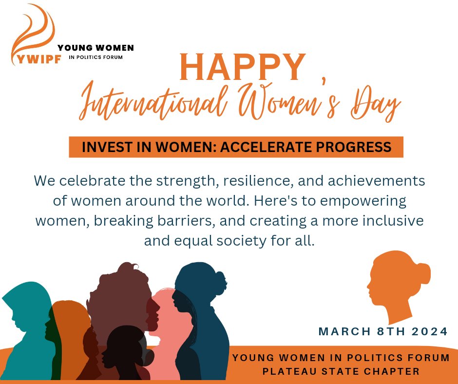 Happy International Women's Day! Today, we celebrate the strength, resilience, and achievements of women in Plateau, Nigeria and around the world. Here's to empowering women, breaking barriers, and creating a more inclusive and equal society for all. #IWD2024 #YWIPF