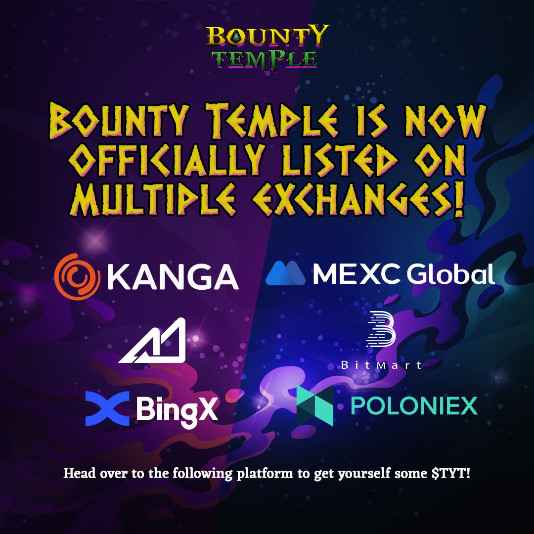 The #BountyTemple IGO was a huge success🔥. Sold out $200,000 on #Kommunitas , $100,000 on #SporesNetwork, $50,000 on #BrandPad, $24,000 on #BitStarters, $25,000 on #BSCLaunch, $28,000 on #Arbipad, 9x Over-subscribed on Poloniex #IEO, sold  out on Kanga and many more.

$TYT