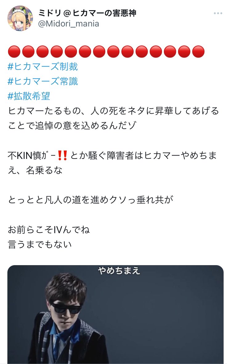 死人をネタにする事を賛美する最低なヒカマー