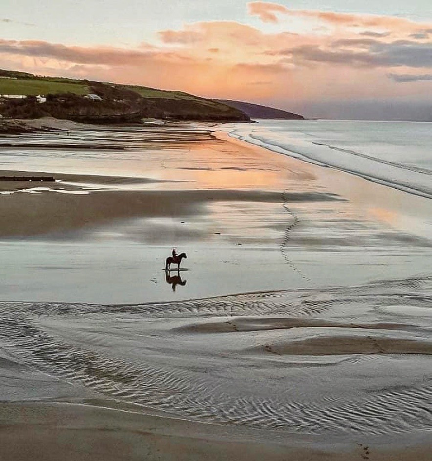 aroundtenby's tweet photo. What better way to enjoy a sunset. 
Amroth beach 🏴󠁧󠁢󠁷󠁬󠁳󠁿

Photo by anornirishmanexploreswales 

#amroth #Pembrokeshire #wales #aroundtenby #visitpembrokeshire #horse #horseriding #beachhorseriding #sunsetcaptures #sunsetlover https://t.co/1RXRHp6N5G