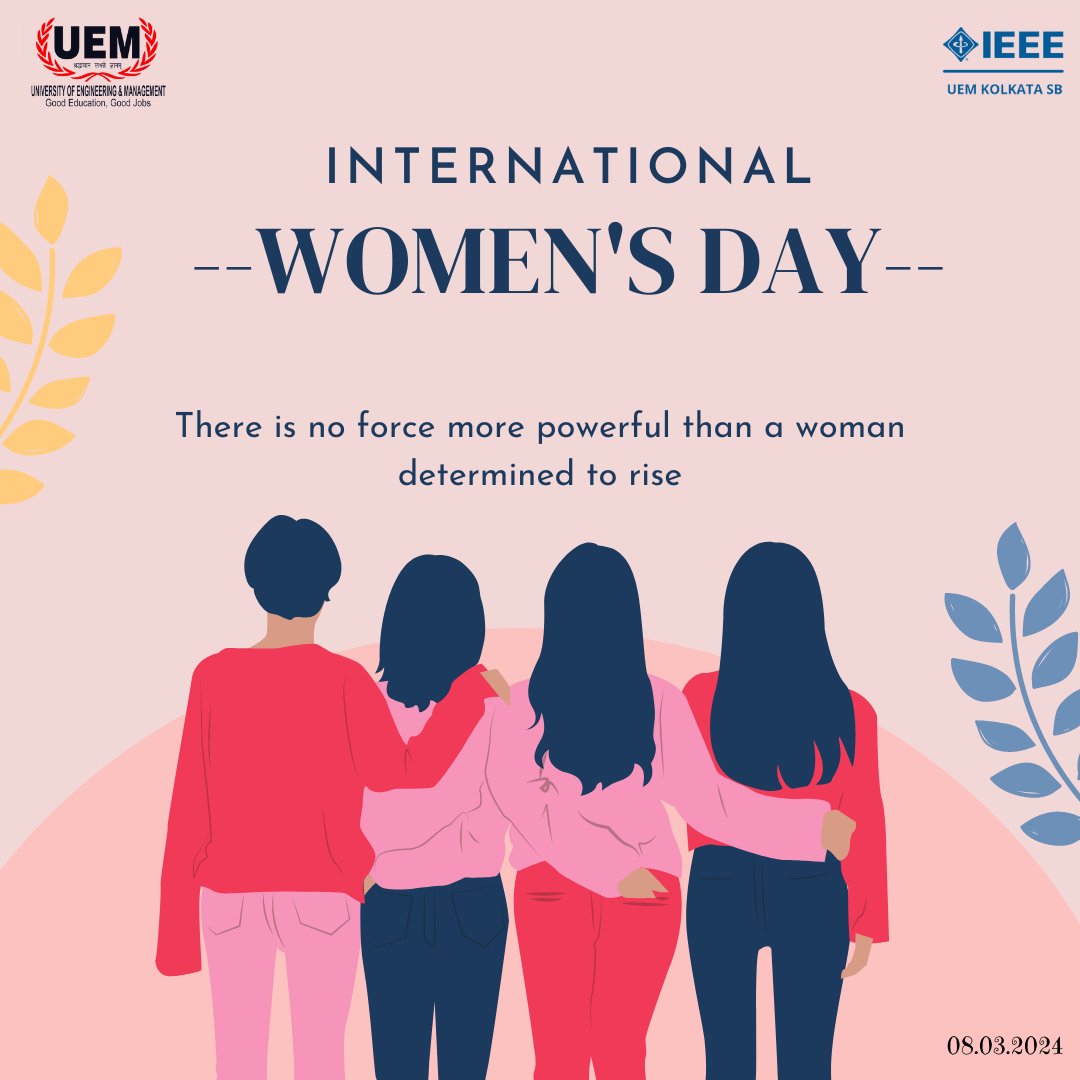 ieeesb_uemk's tweet image. 2024&apos;s International Women&apos;s Day honours women&apos;s accomplishments, advancements, and continuous struggle for gender equality. This day honours the global achievements made by women. 
Happy and prosperous Women&apos;s Day to all of you, from IEEE UEMK Kolkata.
#InternationalWomensDay