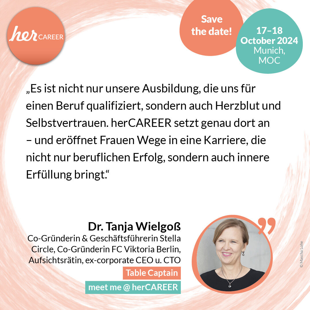 "Es ist nicht nur unsere Ausbildung, die uns für einen Beruf qualifiziert, sondern auch Herzblut und Selbstvertrauen. herCAREER setzt genau dort an – und eröffnet Frauen Wege in eine Karriere, die nicht nur beruflichen Erfolg, sondern auch innere Erfüllung bringt."

Davon ist die