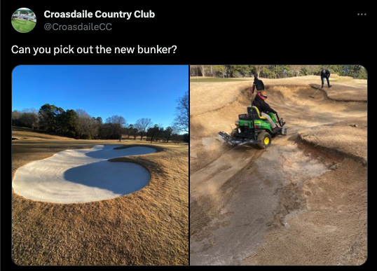 CapillaryFlow (@capillaryflow) on Twitter photo We sure can ๐
Croasdaile Country Club recently started upgrading their bunkers with our protection system. Not surprisingly, the team is already experiencing the difference between the renovated bunkers and the old ones! 
Learn more here: ow.ly/pKpk50QI6Ug We sure can ๐
Croasdaile Country Club recently started upgrading their bunkers with our protection system. Not surprisingly, the team is already experiencing the difference between the renovated bunkers and the old ones! 
Learn more here: ow.ly/pKpk50QI6Ug