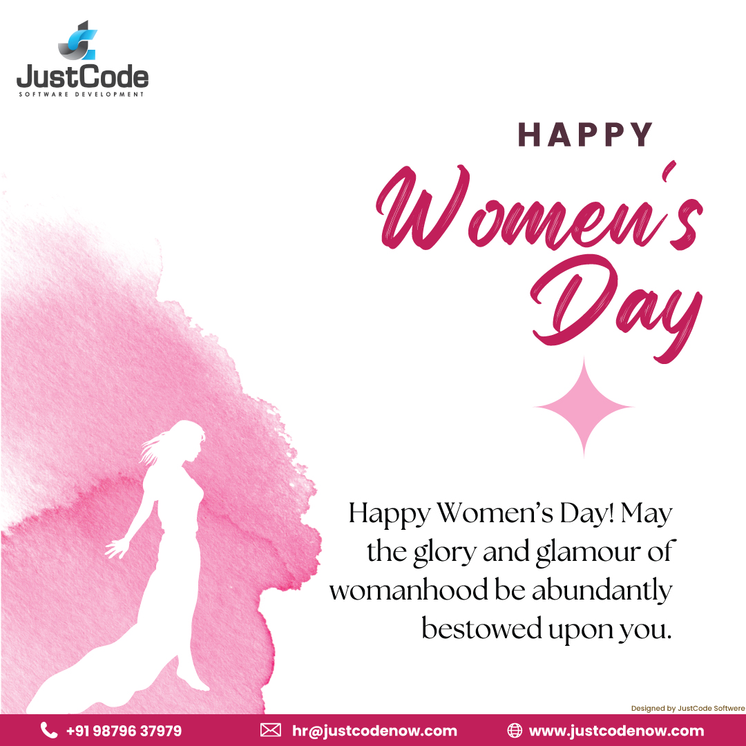 Justcodesoft's tweet image. Women have always been the epitome of strength and resilience. Happy International Women’s Day !!!
#justcode #celebrate #womensday #womensfashion #wish #to #all #software #developer #socialmedia #digitalmarketing #onlinemarketing #business #client #india