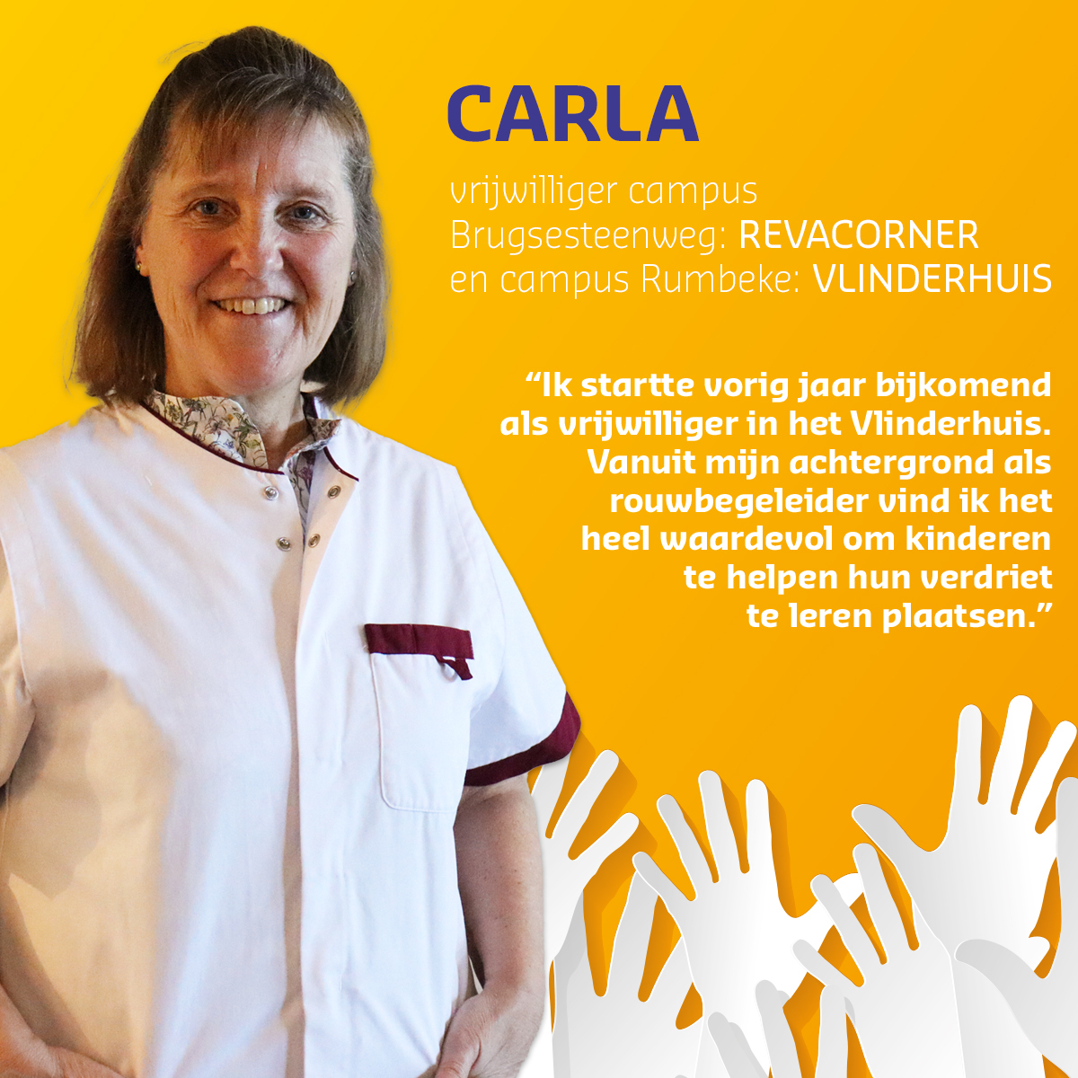az_delta's tweet photo. Duizendmaal dank, Carla! 👏 Carla werkt als #vrijwilliger in de revacorner op campus Brugsesteenweg en in het Vlinderhuis op campus Rumbeke. Ook vrijwilliger worden bij #azdelta? Alle info vind je op https://t.co/ilL9rkS8xN #weekvandevrijwilliger #duizendmaaldank #éénuitdeduizend https://t.co/oLj9eo4in1
